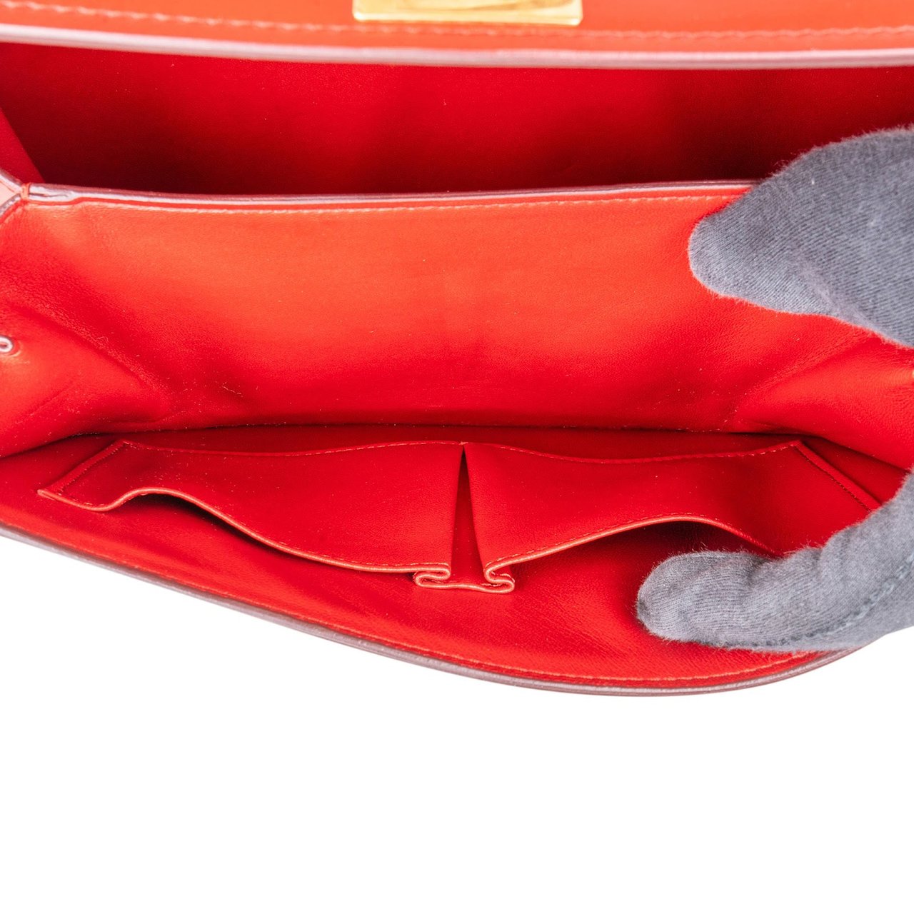 Celine Classic Red Boxcalf Leather Medium Box Crossbody Bag Rood