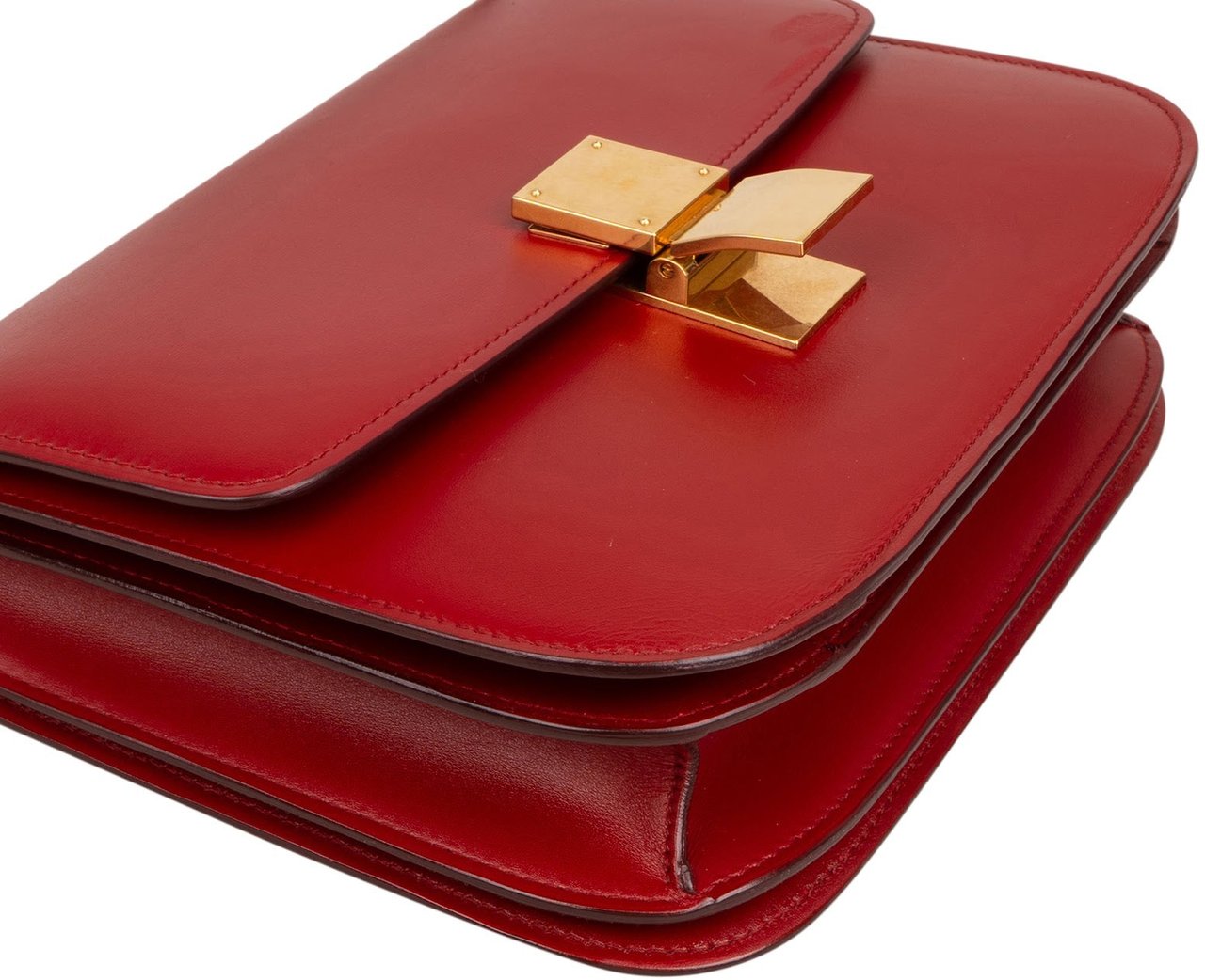 Celine Classic Red Boxcalf Leather Medium Box Crossbody Bag Rood
