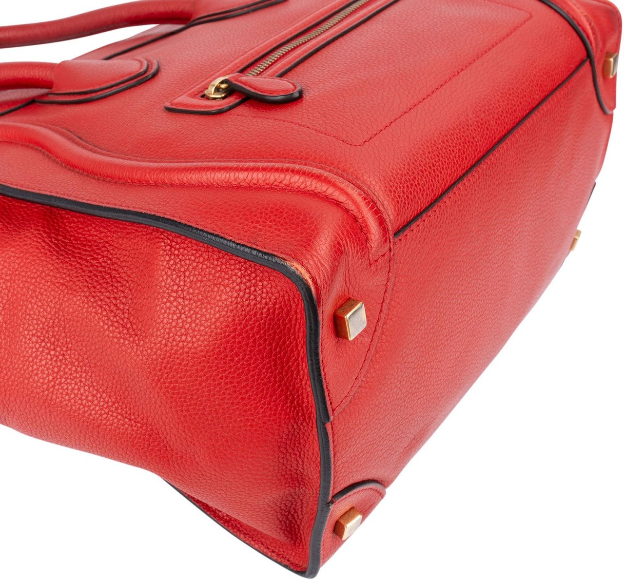 Celine Red Drummed Calfskin Luggage Handbag Rood