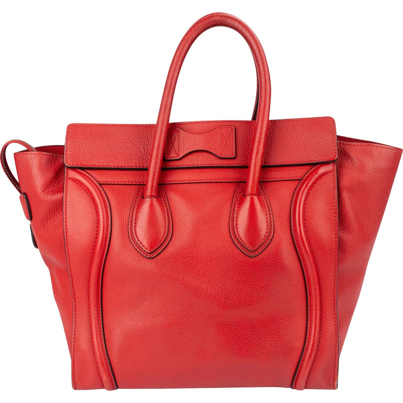 Celine Red Drummed Calfskin Luggage Handbag Rood