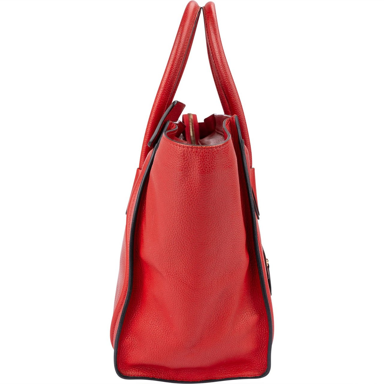 Celine Red Drummed Calfskin Luggage Handbag Rood
