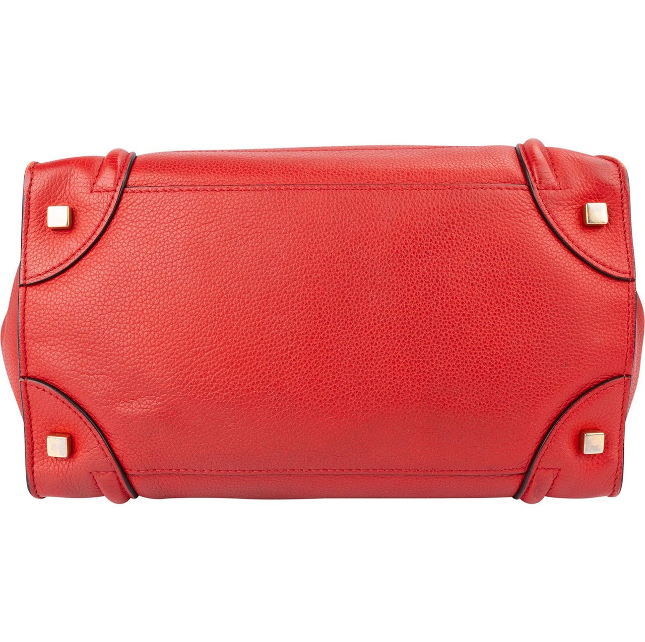 Celine Red Drummed Calfskin Luggage Handbag Rood
