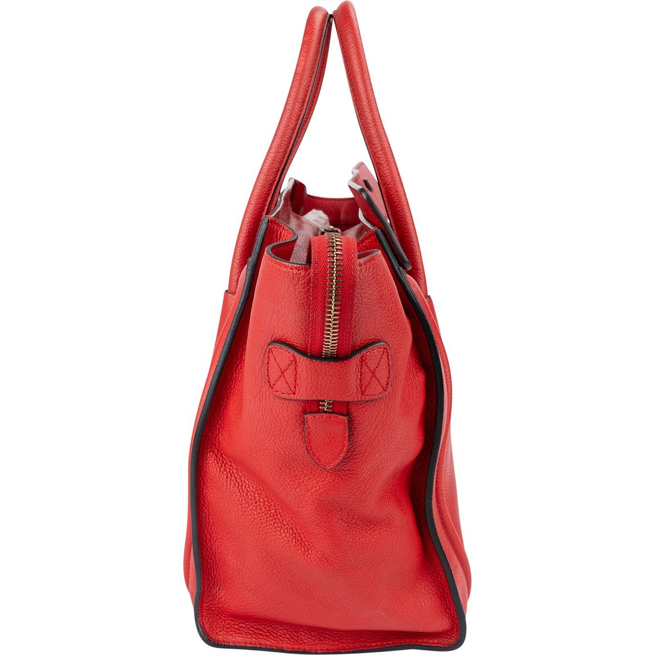 Celine Red Drummed Calfskin Luggage Handbag Rood