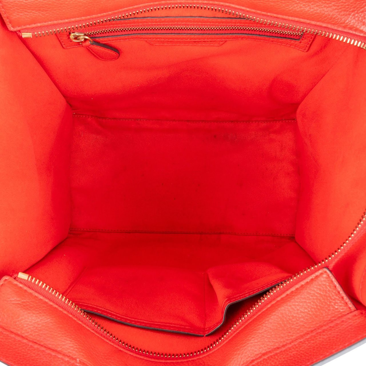 Celine Red Drummed Calfskin Luggage Handbag Rood