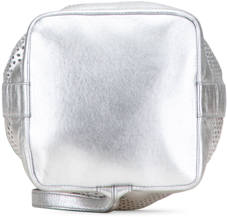 Celine Perforated Metallic Calfskin Sling Backpack Zilver
