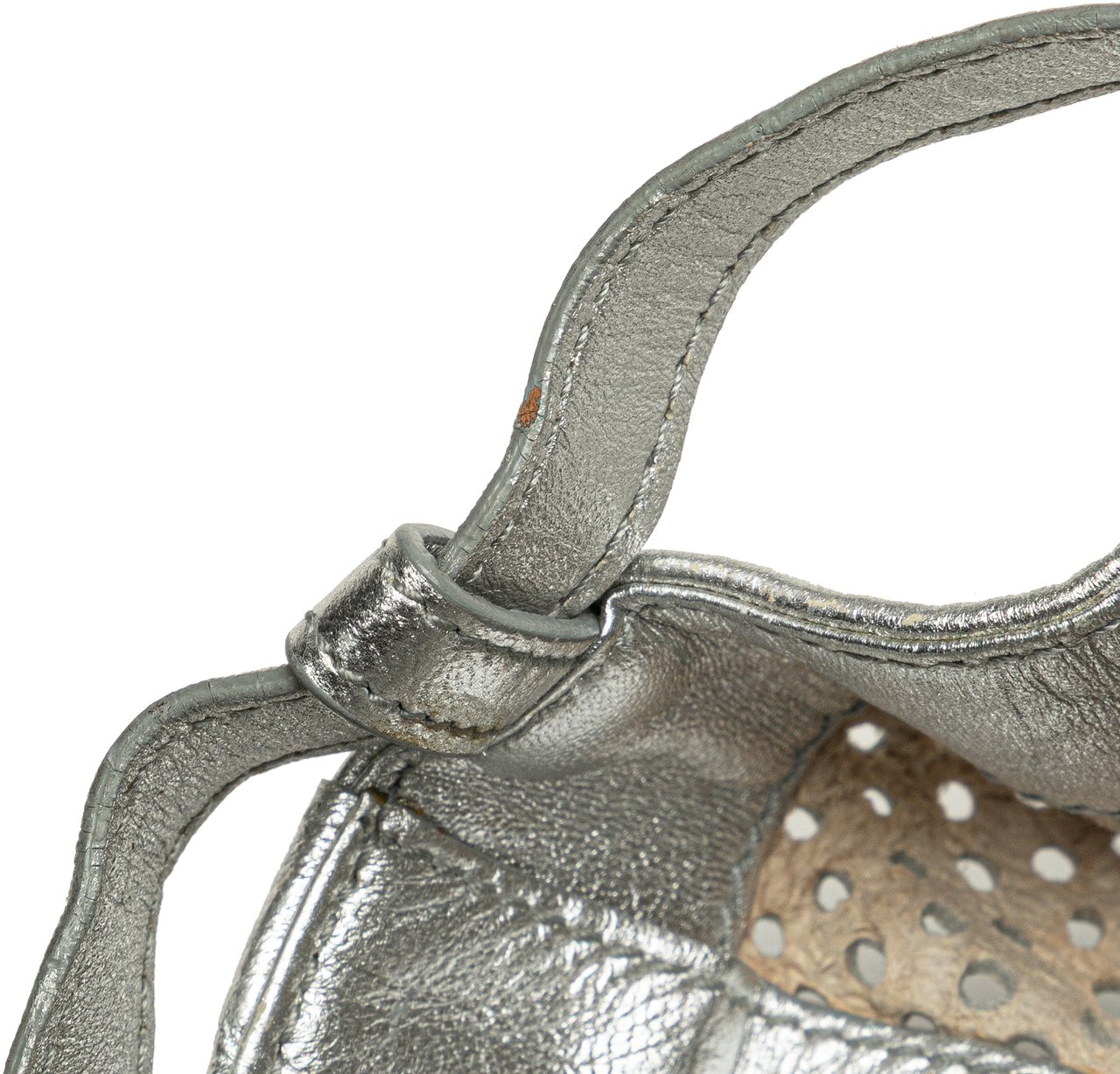 Celine Perforated Metallic Calfskin Sling Backpack Zilver