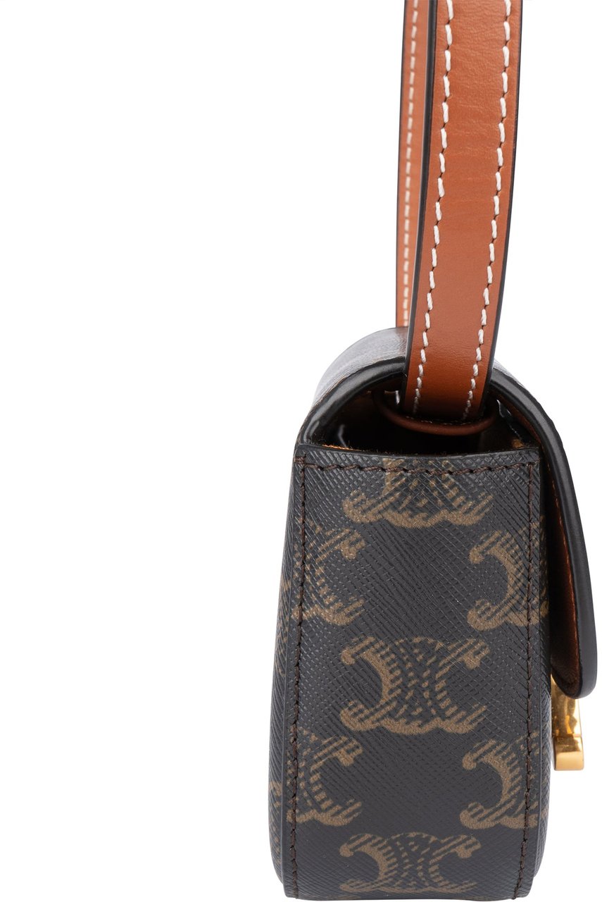 Celine Celine Macadam Monogram Mini Triomphe Crossbody Bag Bruin