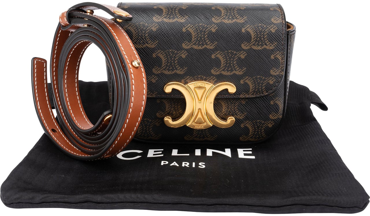 Celine Celine Macadam Monogram Mini Triomphe Crossbody Bag Bruin