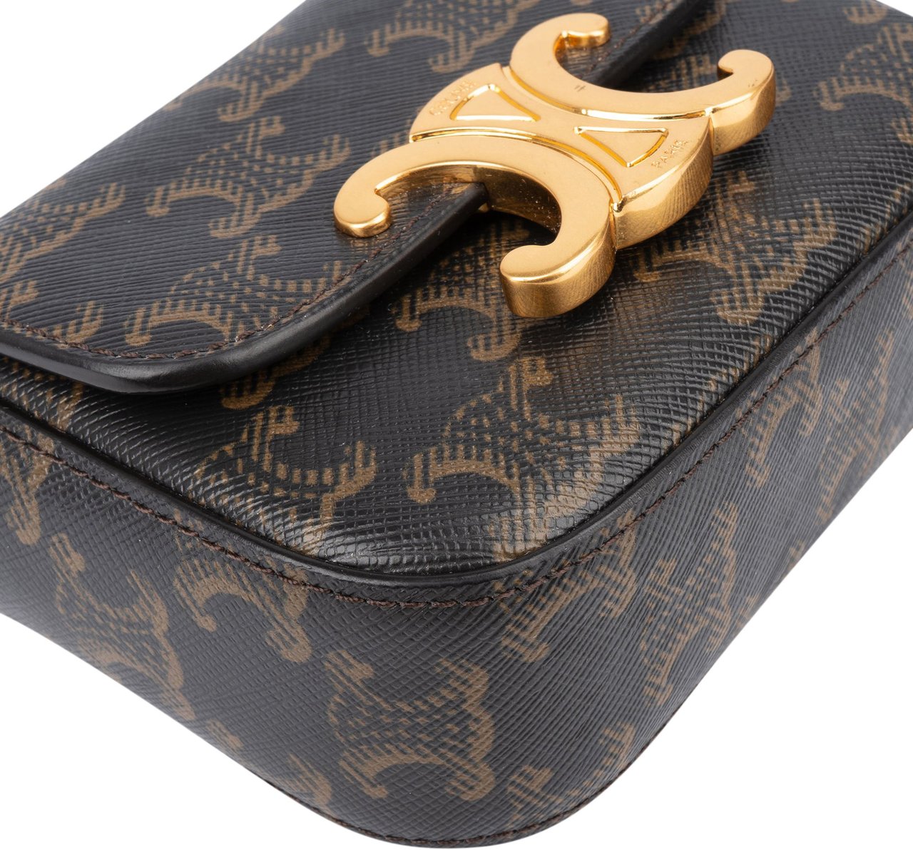 Celine Celine Macadam Monogram Mini Triomphe Crossbody Bag Bruin