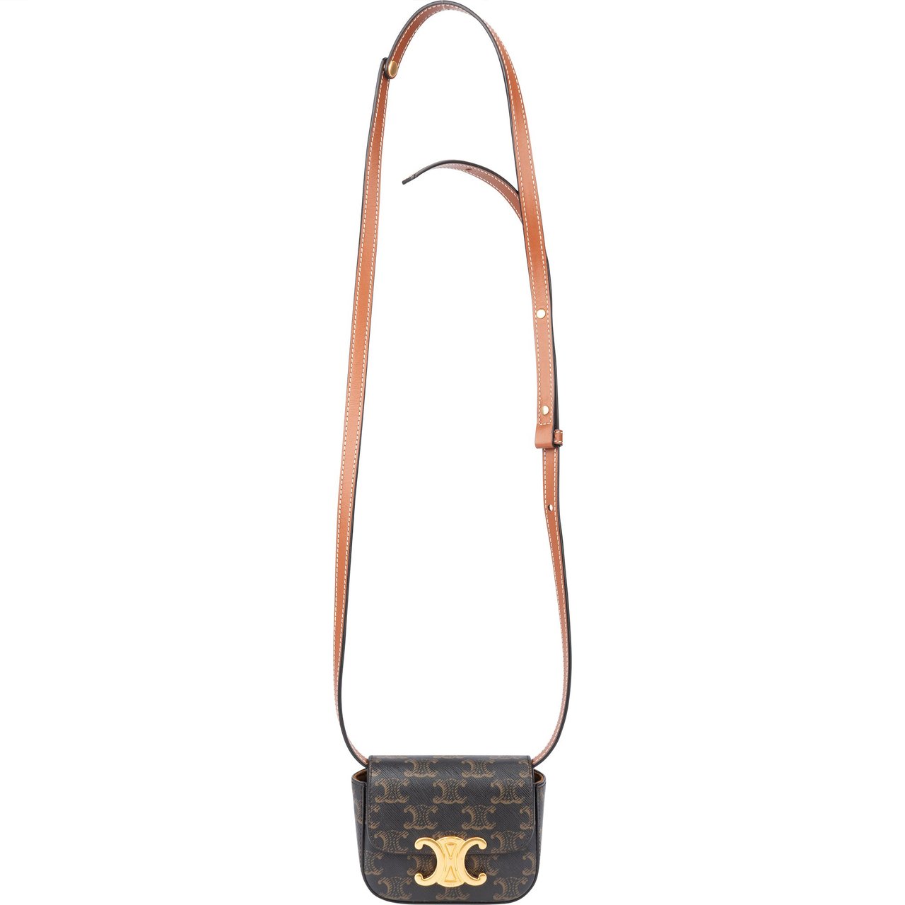 Celine Celine Macadam Monogram Mini Triomphe Crossbody Bag Bruin