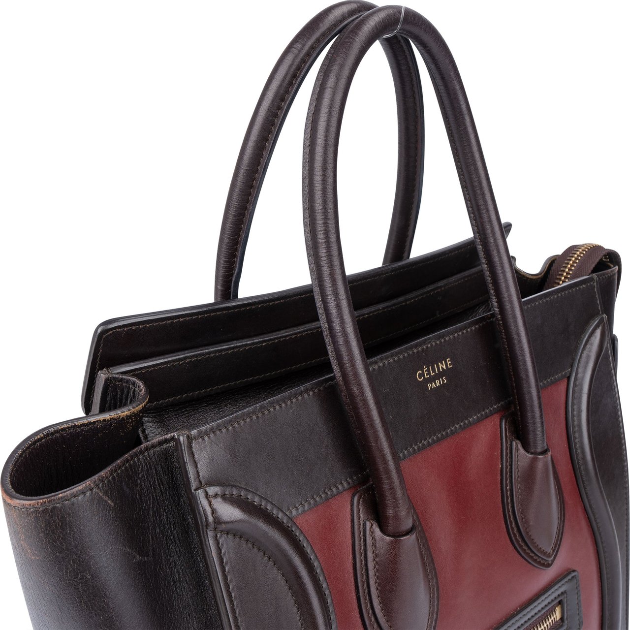 Celine Celine Bicolor Leather Luggage Handbag Bruin