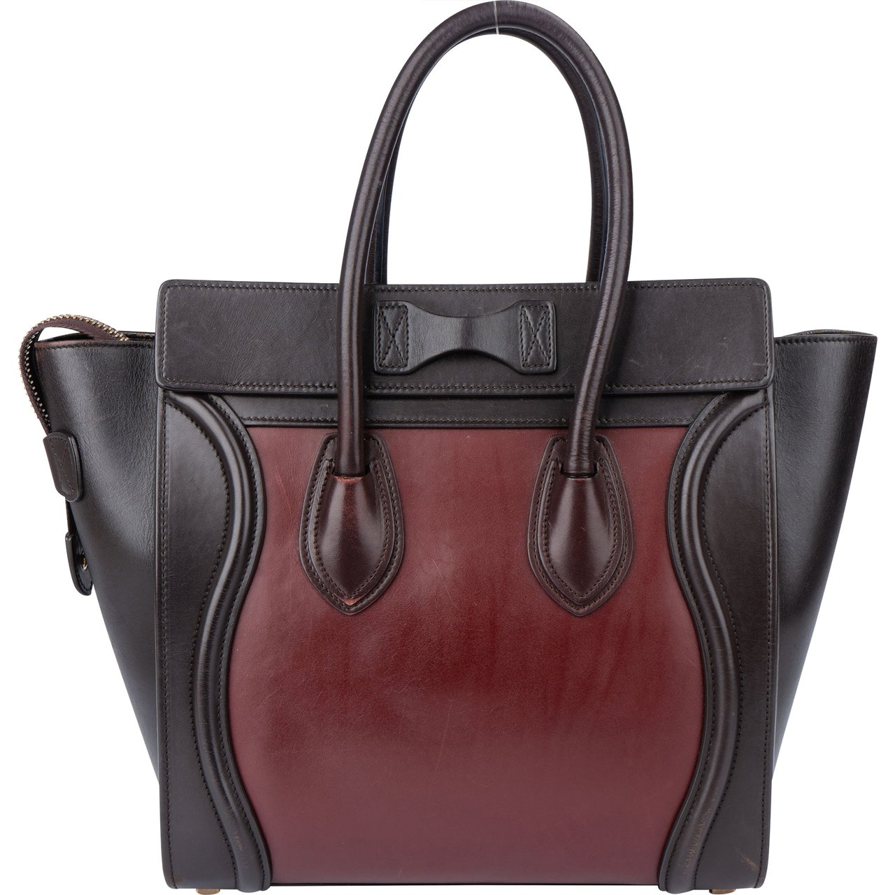 Celine Celine Bicolor Leather Luggage Handbag Bruin