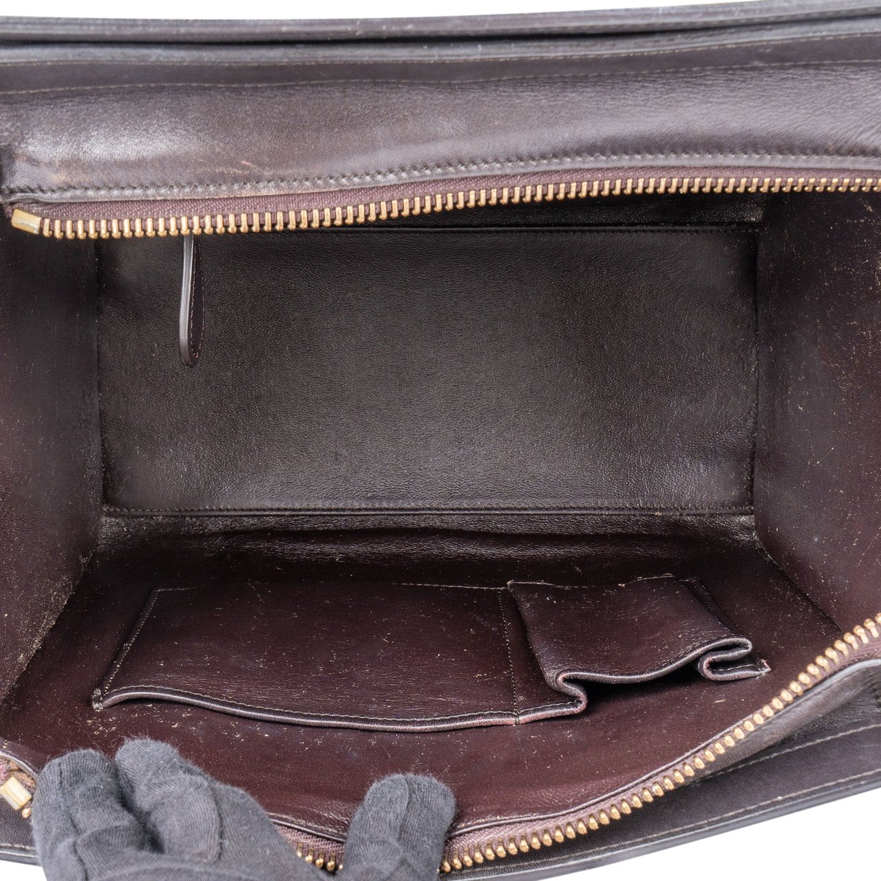 Celine Celine Bicolor Leather Luggage Handbag Bruin