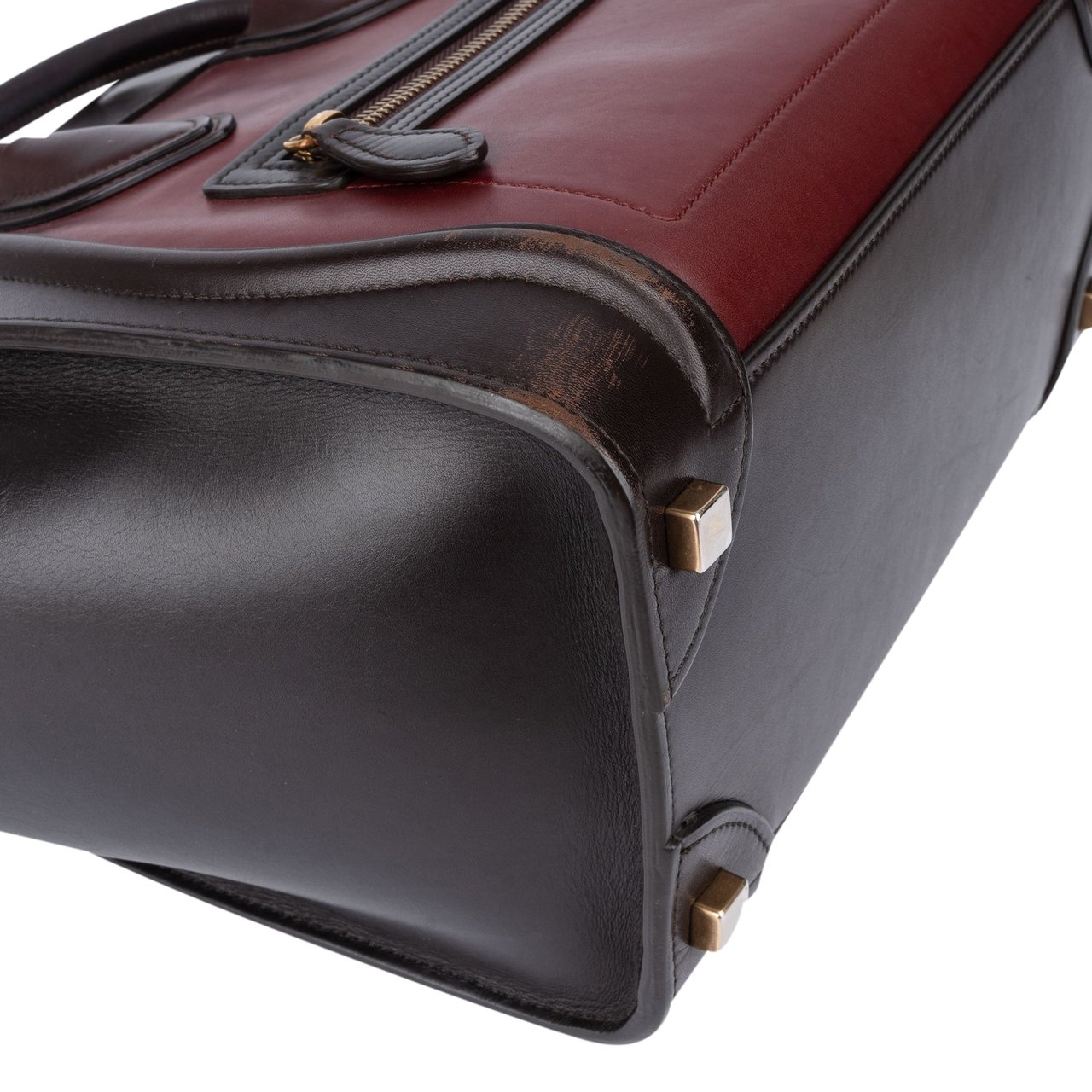 Celine Celine Bicolor Leather Luggage Handbag Bruin