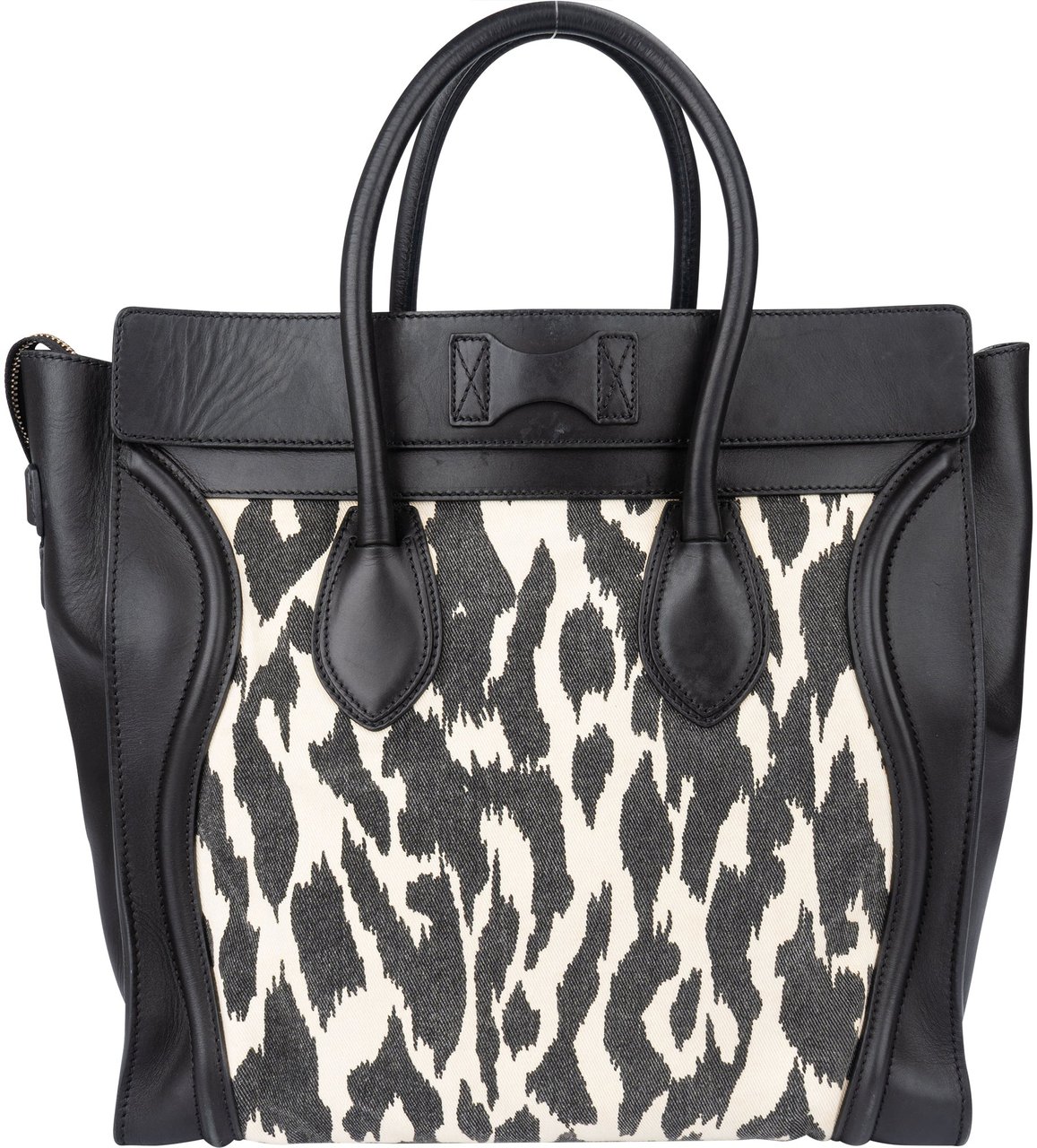 Celine Celine Leopard Print Big Luggage Handbag Zwart