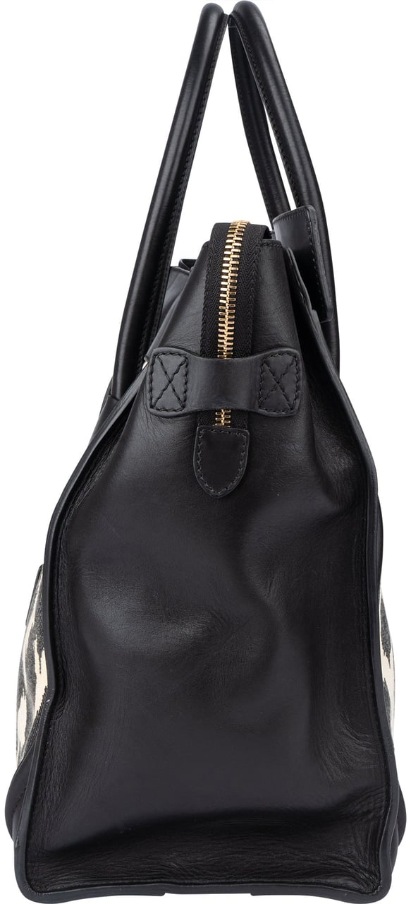 Celine Celine Leopard Print Big Luggage Handbag Zwart
