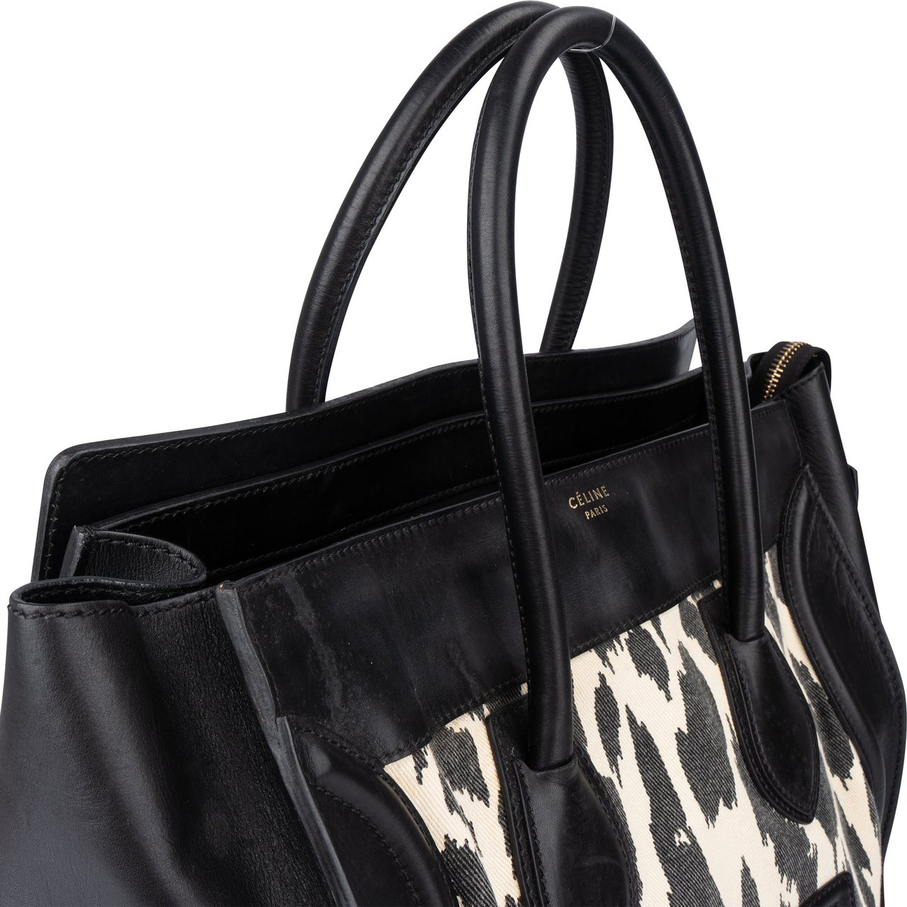 Celine Celine Leopard Print Big Luggage Handbag Zwart