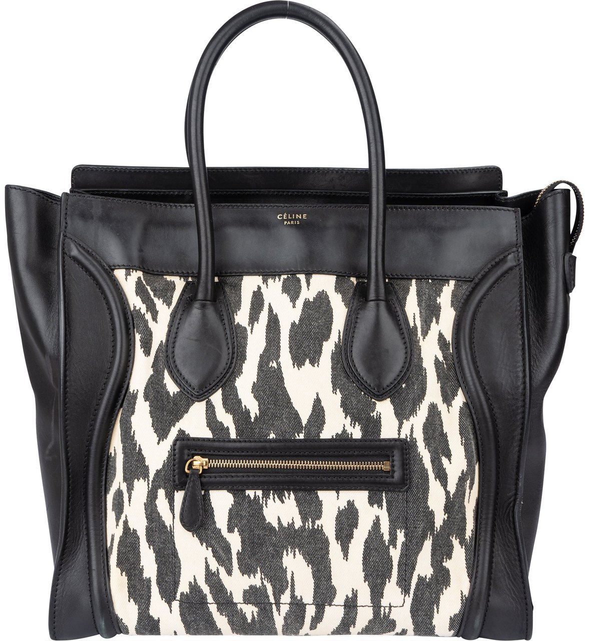 Celine Celine Leopard Print Big Luggage Handbag Zwart