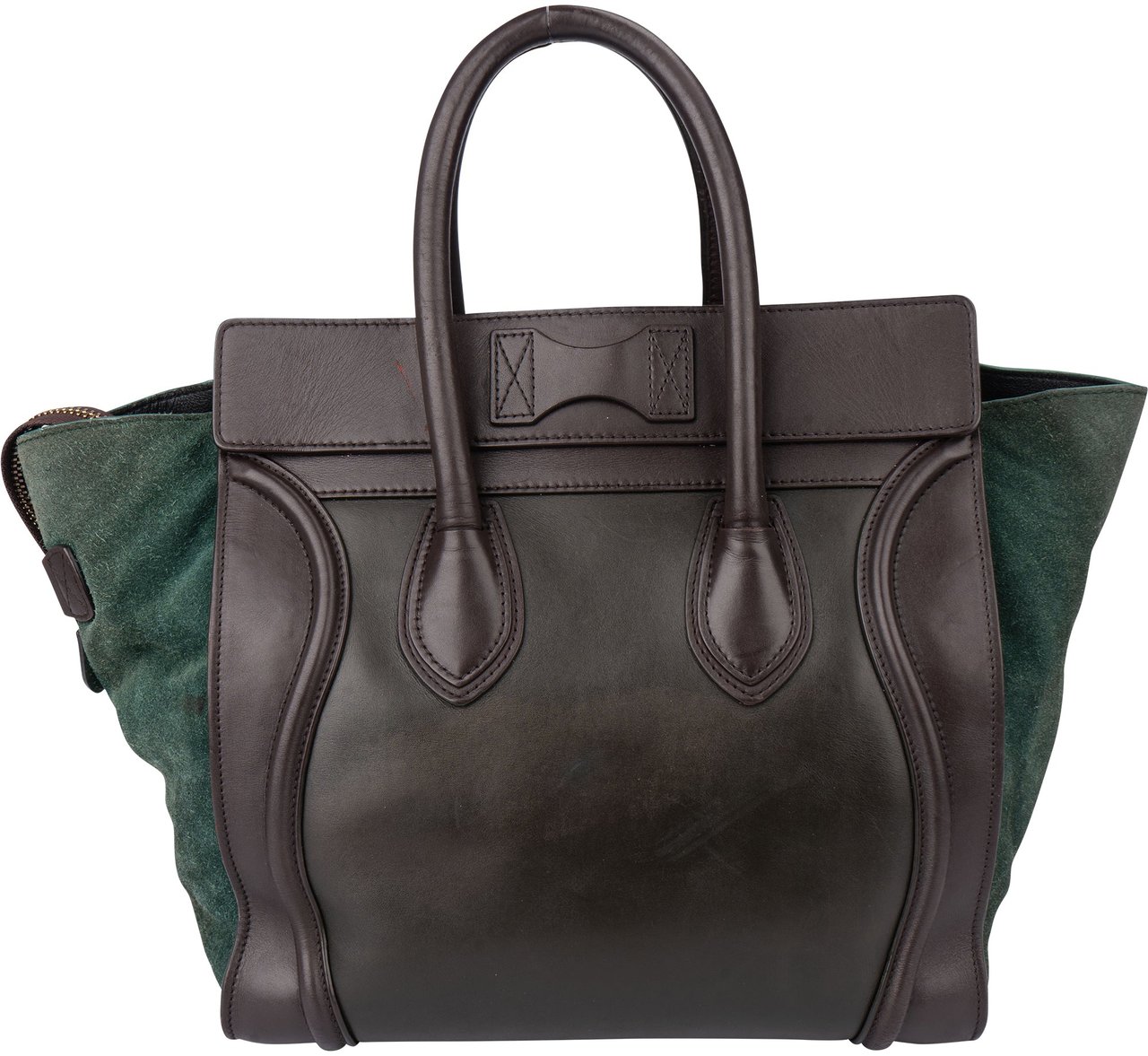 Celine Celine Tricolor Leather Luggage Handbag Groen