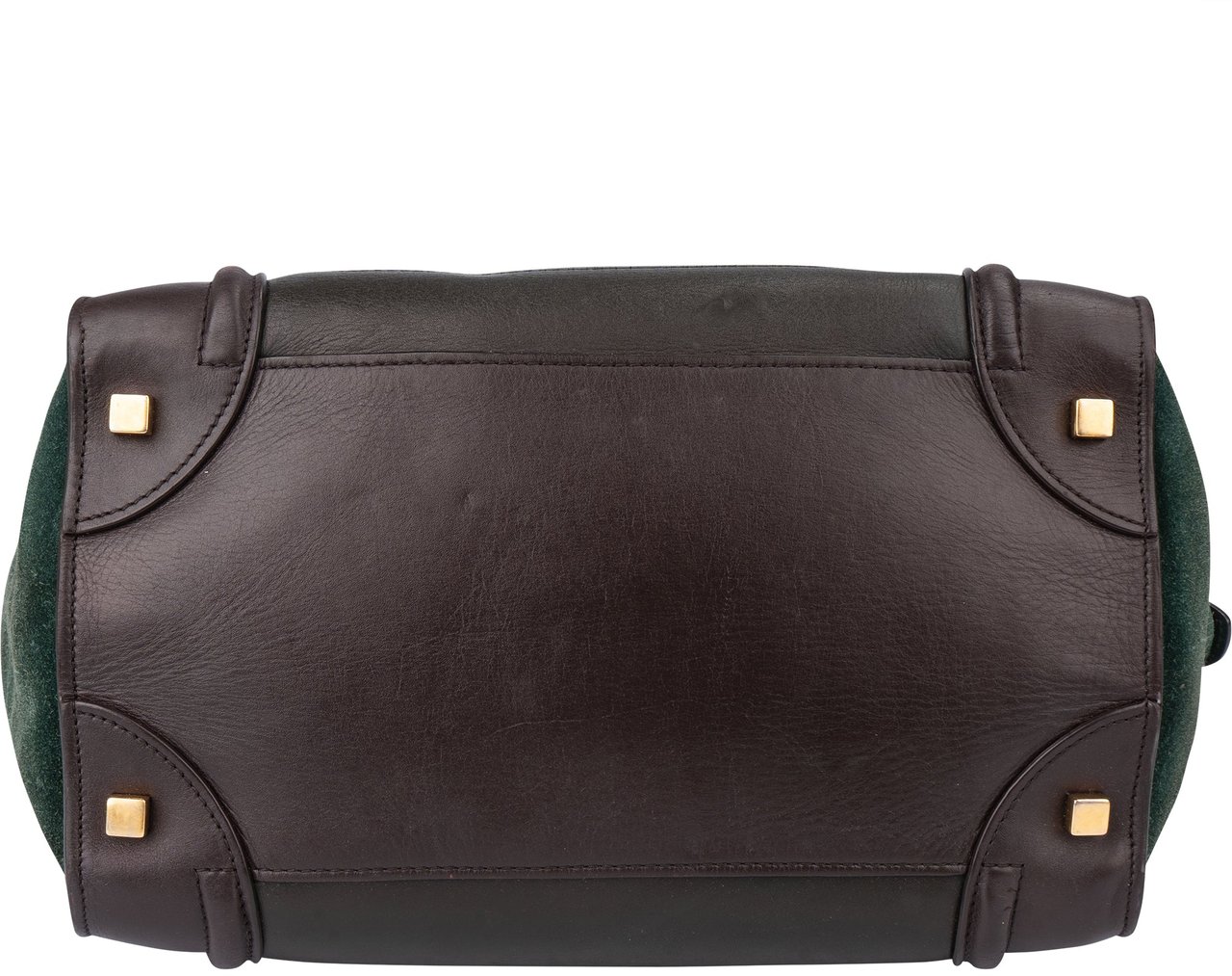 Celine Celine Tricolor Leather Luggage Handbag Groen