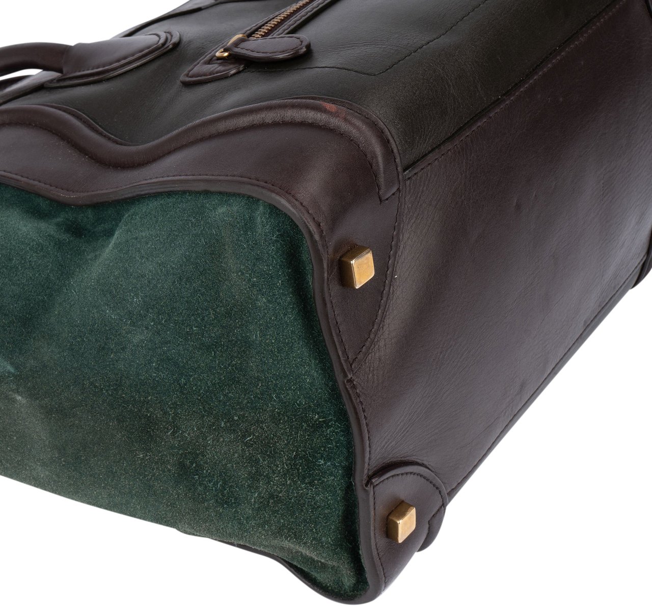 Celine Celine Tricolor Leather Luggage Handbag Groen