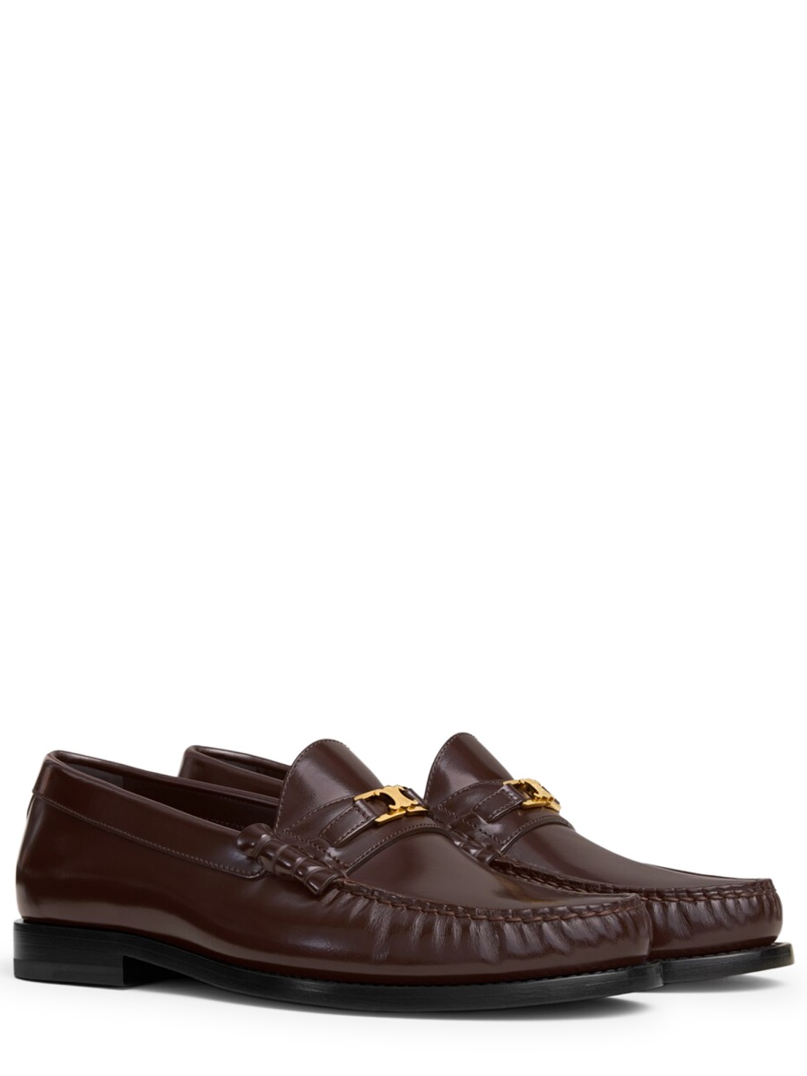 Celine Black Triomphe Luco Bull Leather Loafers Zwart