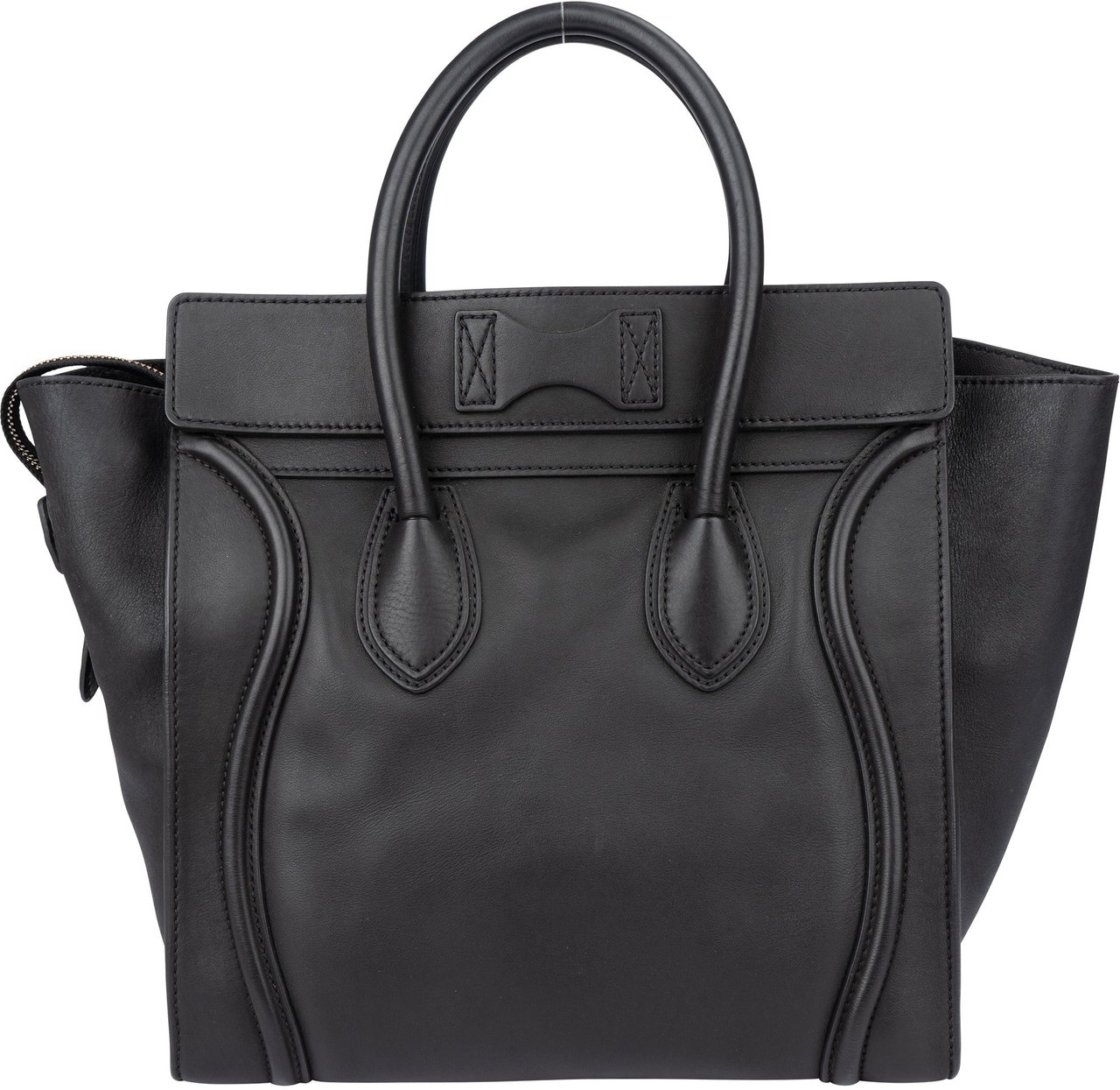 Celine Céline Black Leather Luggage Handbag Zwart