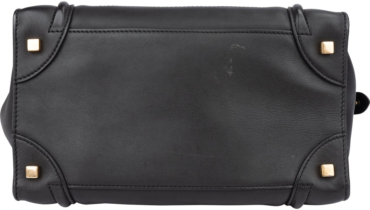 Celine Céline Black Leather Luggage Handbag Zwart