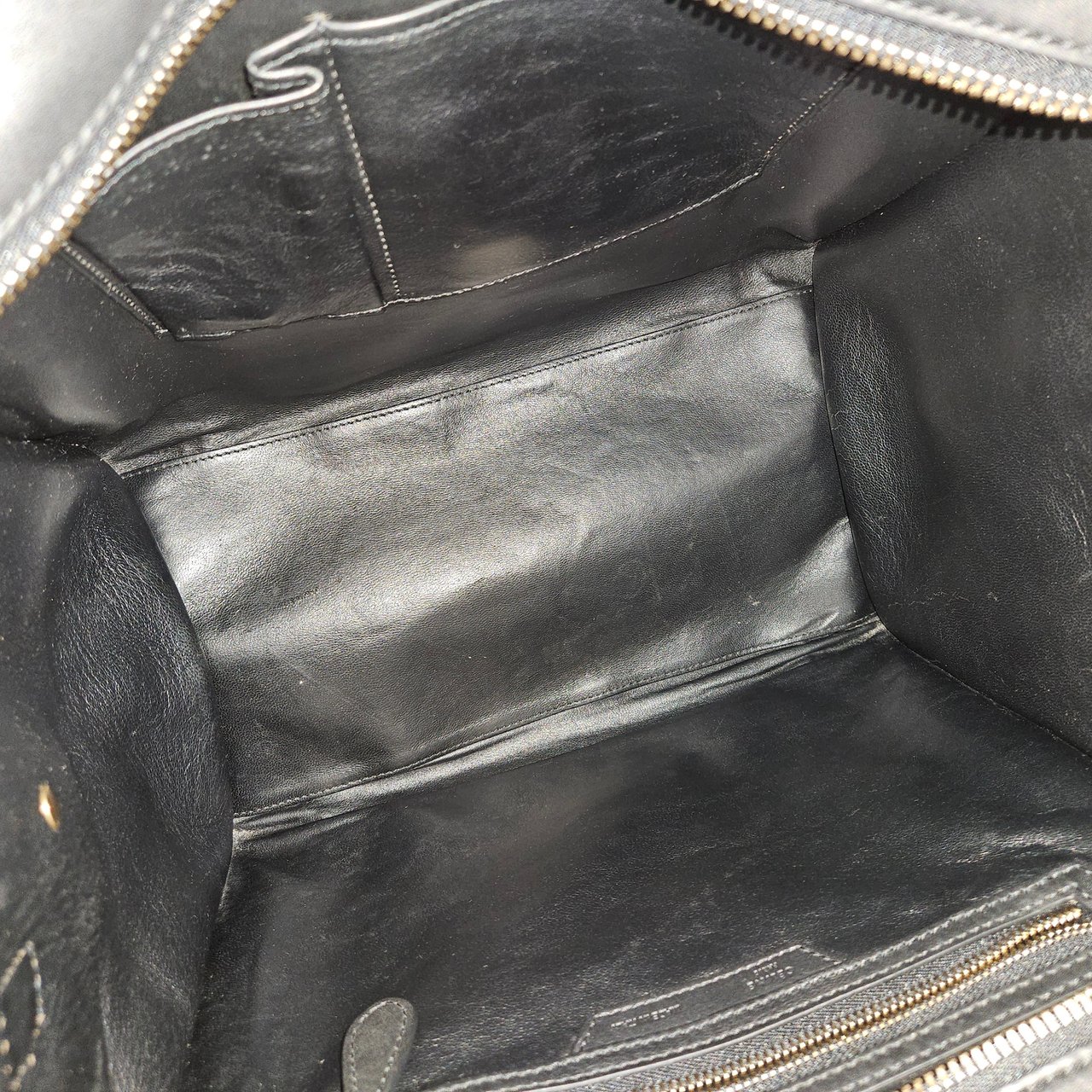 Celine Céline Black Leather Luggage Handbag Zwart