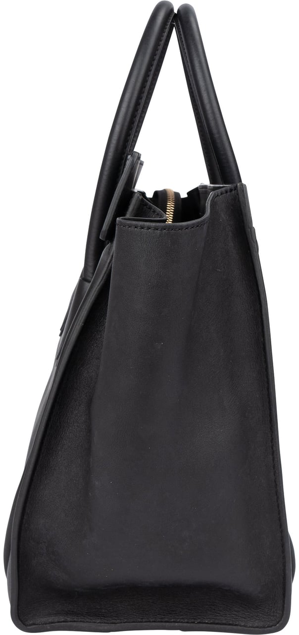 Celine Céline Black Leather Luggage Handbag Zwart