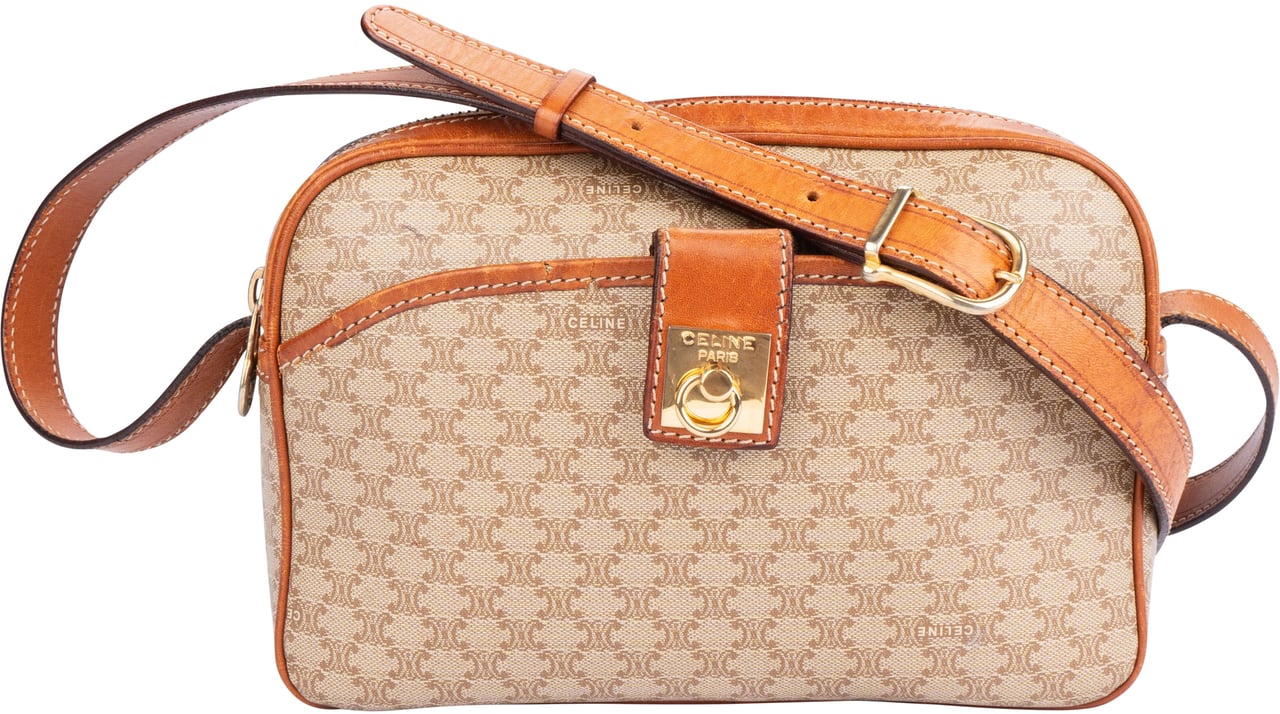 Celine Celine Maccadam Monogram Crossbody Bag Bruin