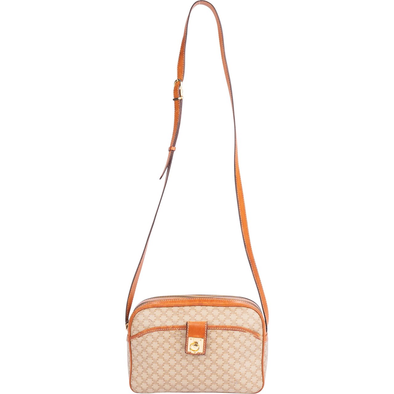 Celine Celine Maccadam Monogram Crossbody Bag Bruin