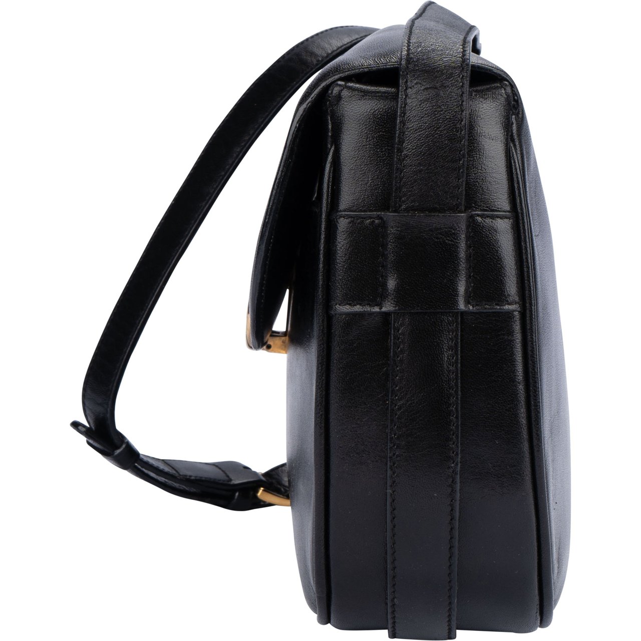 Celine Celine Black Calfskin Triomphe Crossbody Bag Zwart