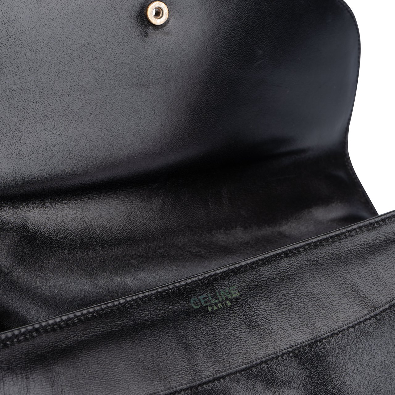 Celine Celine Black Calfskin Triomphe Crossbody Bag Zwart