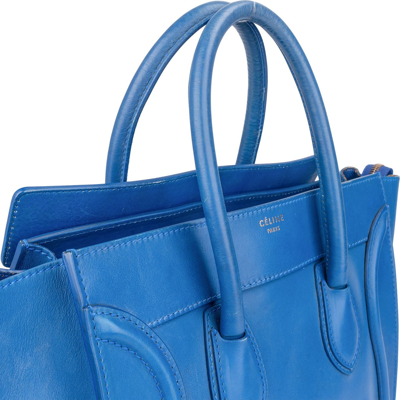 Celine Céline Blue Leather Luggage Handbag Blauw