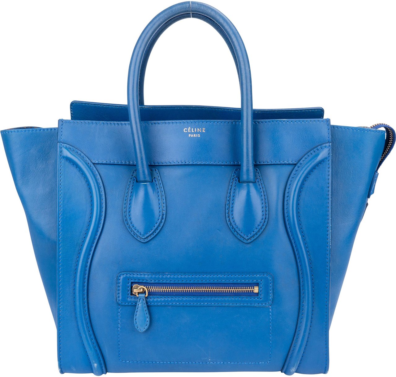 Celine Céline Blue Leather Luggage Handbag Blauw