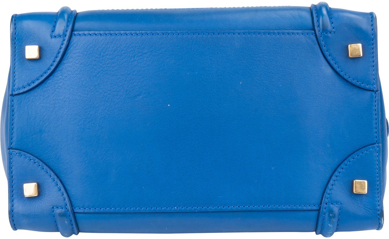 Celine Céline Blue Leather Luggage Handbag Blauw