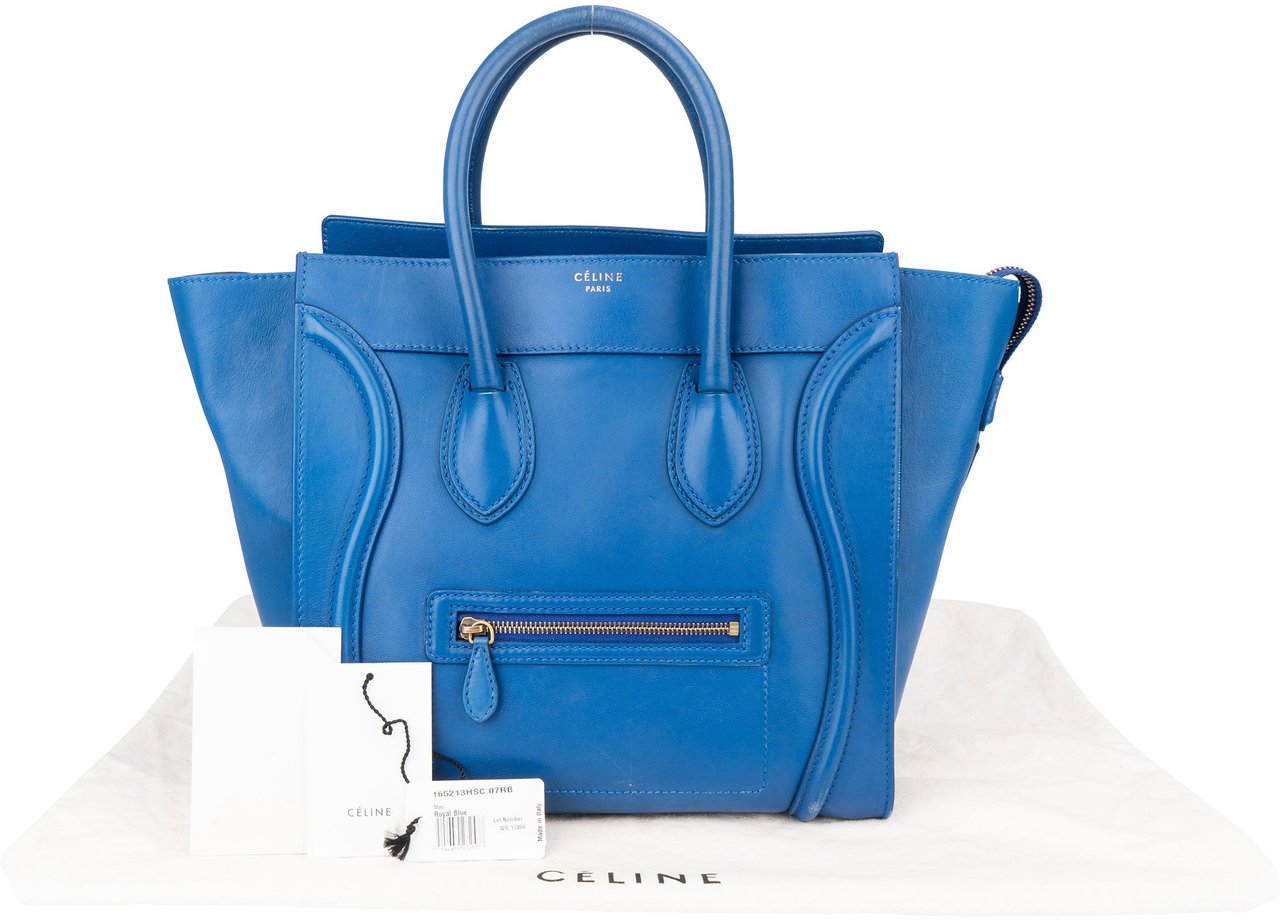 Celine Céline Blue Leather Luggage Handbag Blauw