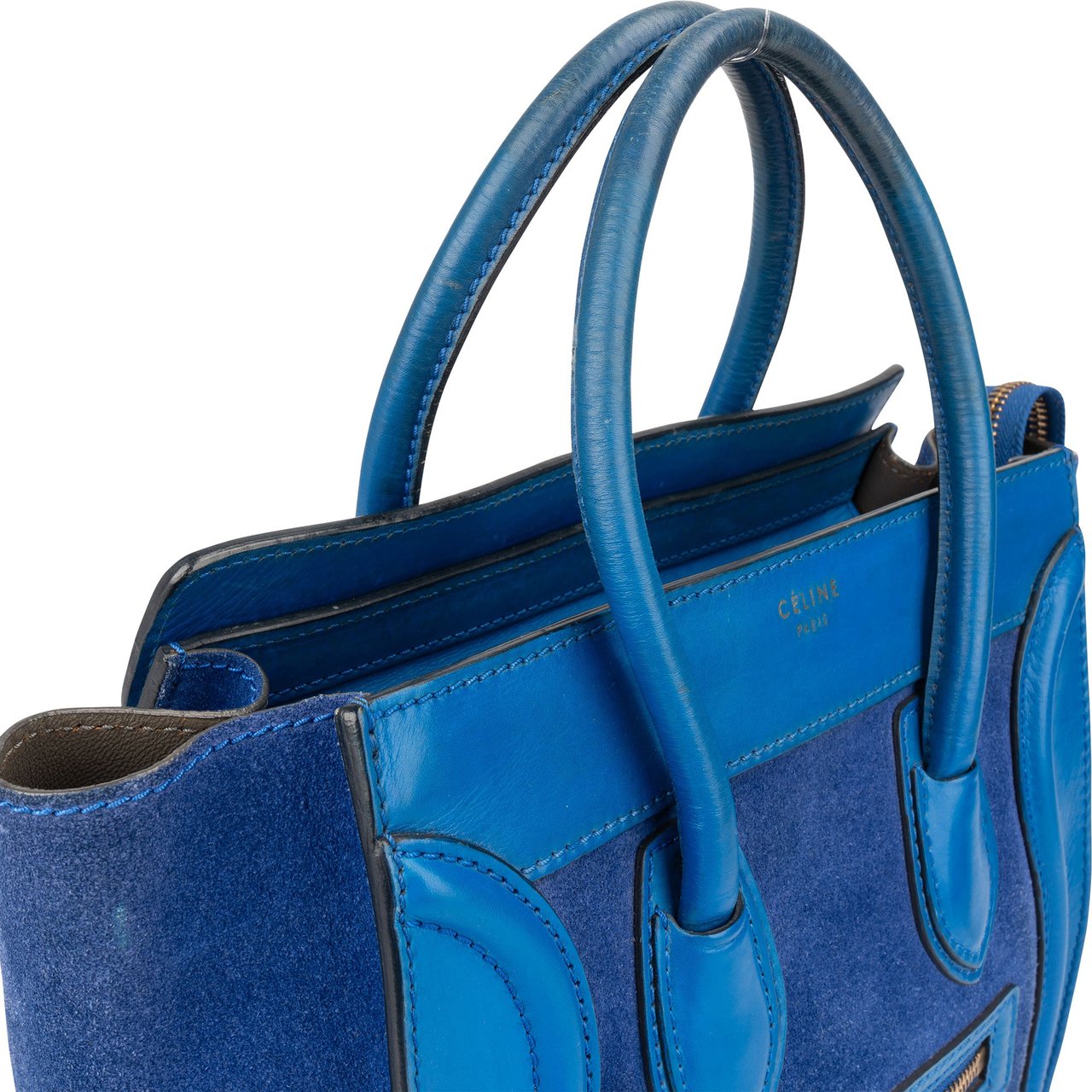 Celine Céline Blue Leather Luggage Handbag Zwart