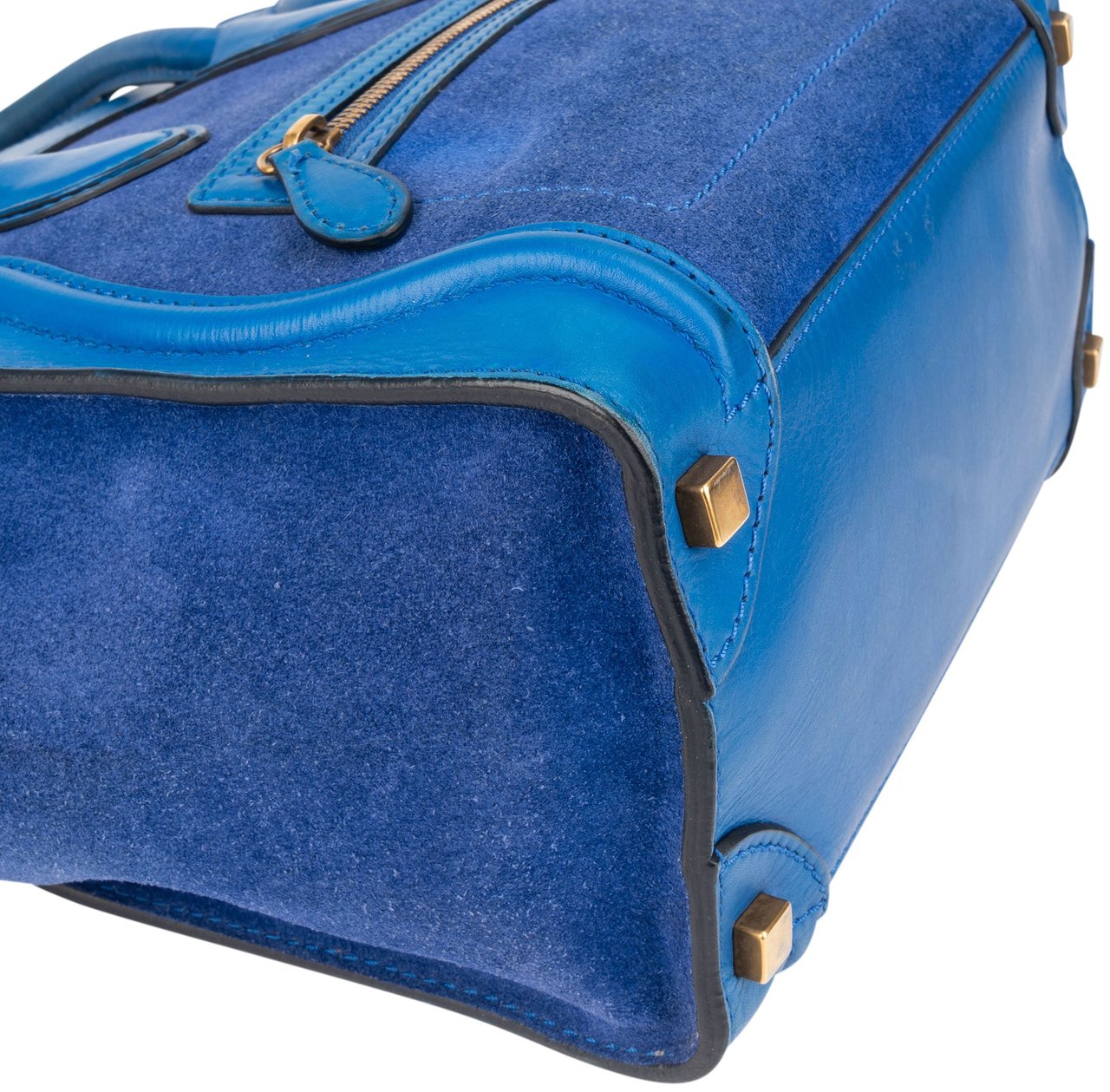 Celine Céline Blue Leather Luggage Handbag Zwart