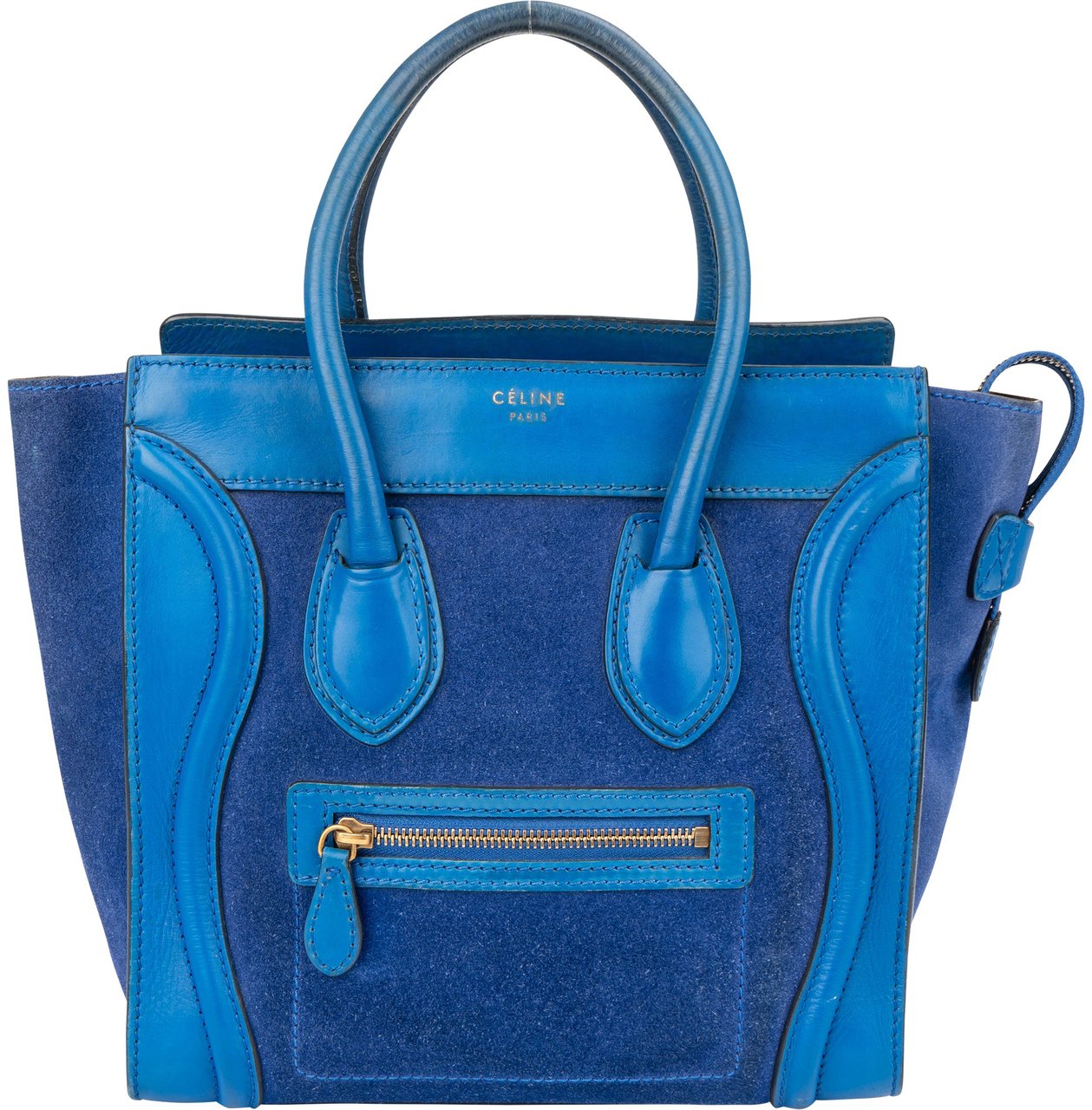 Celine Céline Blue Leather Luggage Handbag Zwart