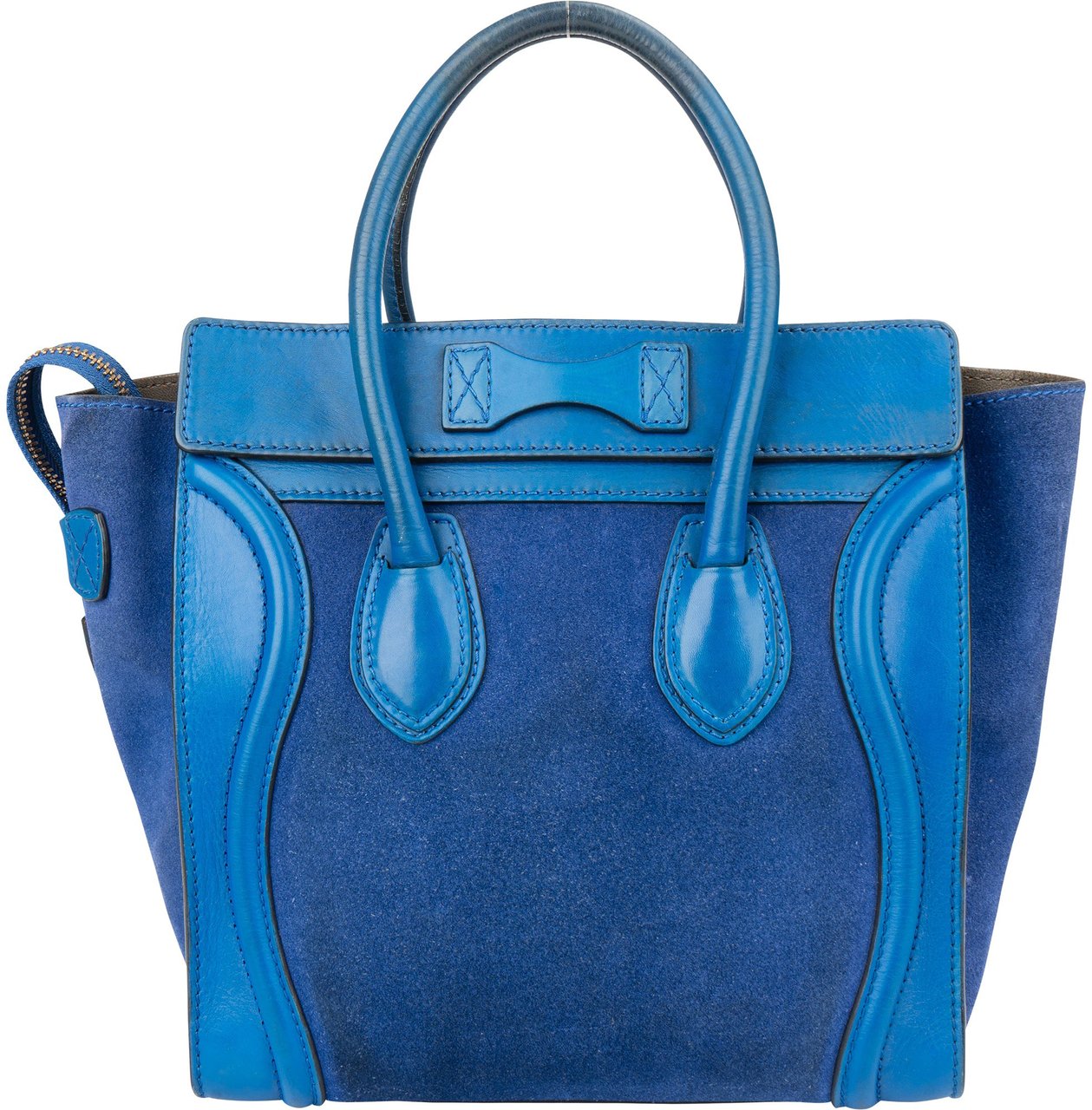 Celine Céline Blue Leather Luggage Handbag Zwart