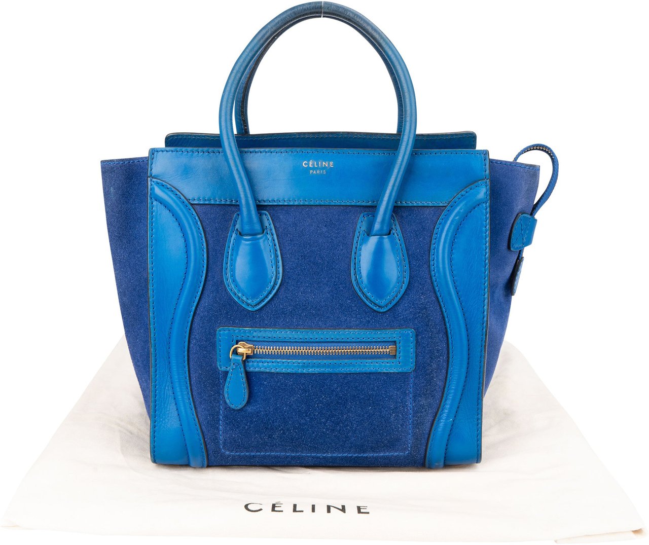 Celine Céline Blue Leather Luggage Handbag Zwart