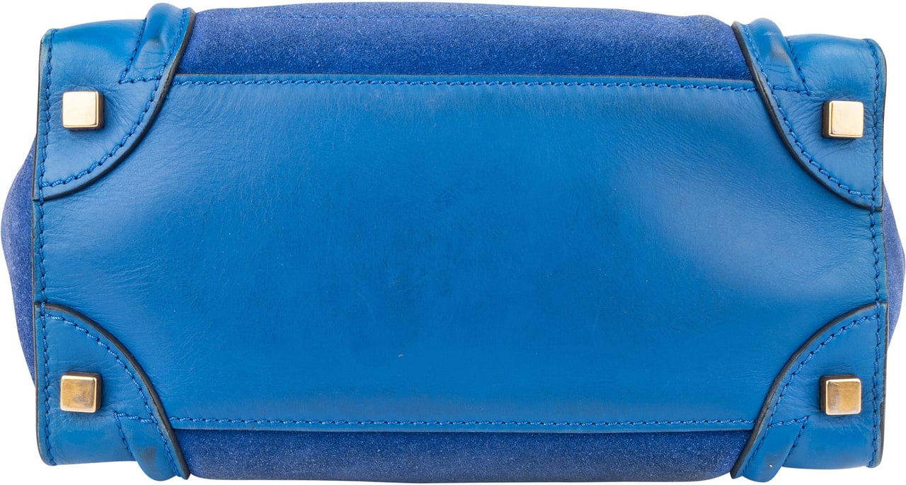 Celine Céline Blue Leather Luggage Handbag Zwart