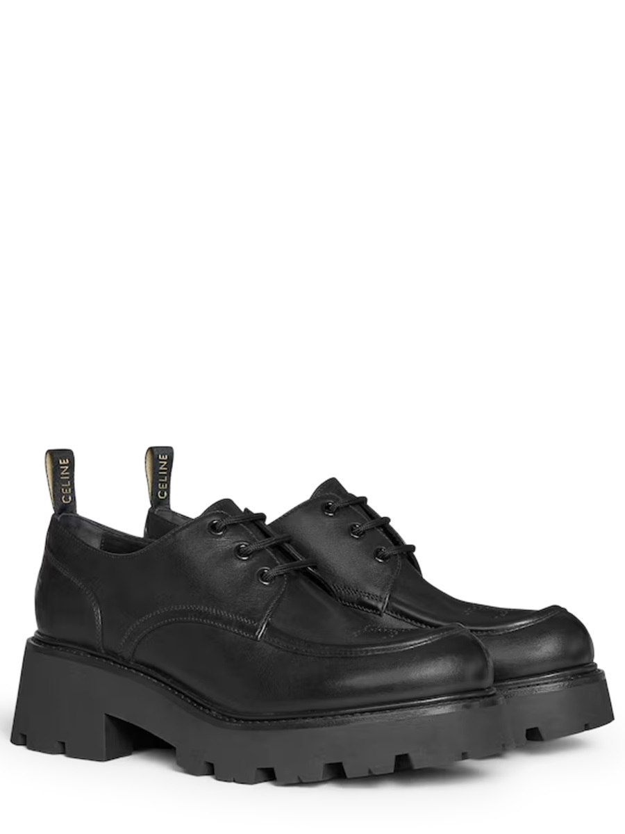 Celine Black Triomphe Bull Leather Brogues Zwart