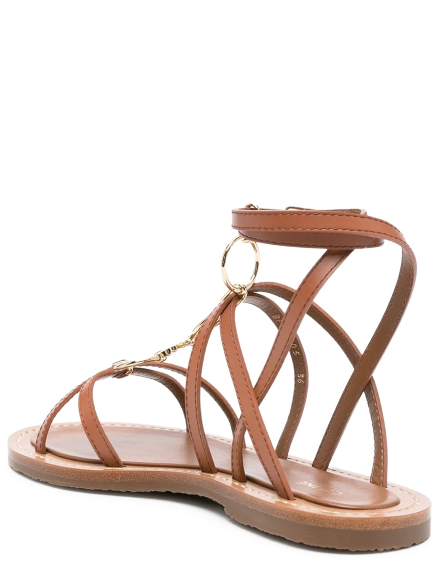 Celine Brown Lympia Calf Leather Sandals Bruin