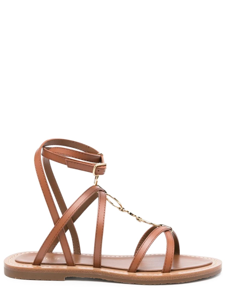 Celine Brown Lympia Calf Leather Sandals Bruin