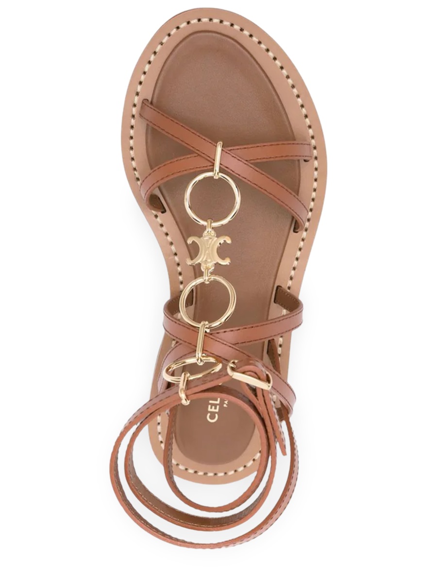 Celine Brown Lympia Calf Leather Sandals Bruin