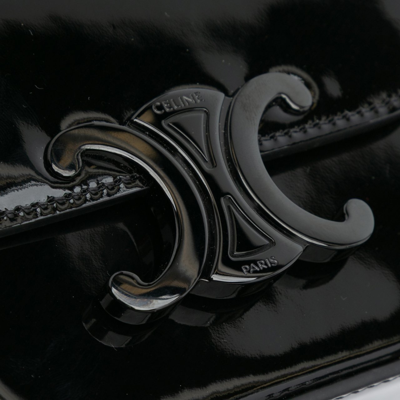 Celine Mini Patent Claude Chain Handbag Zwart