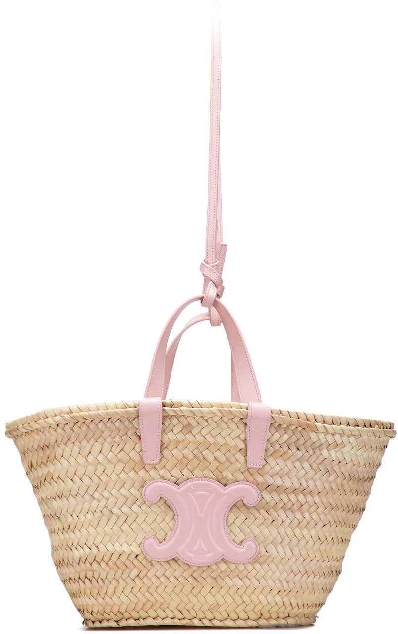 Celine Teen Raffia Cuir Triomphe Classic Panier Tote Bruin